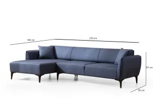 Hanah Home Rohová sedací souprava Belissimo 270 cm modrá levá