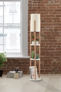 Opviq Stojacia lampa Nora II biela/dub prírodný