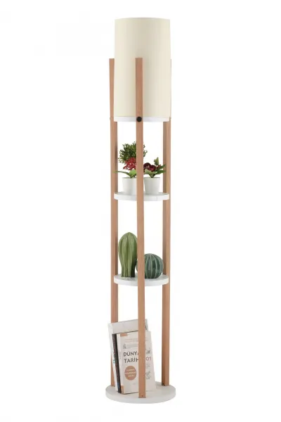 Opviq Stojacia lampa Nora II biela/dub prírodný