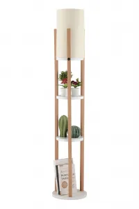 Opviq Stojacia lampa Nora II biela/dub prírodný