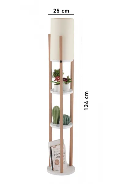 Opviq Stojacia lampa Nora II biela/dub prírodný