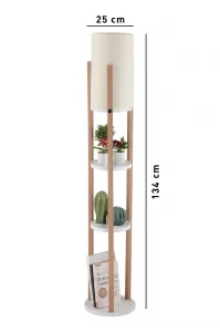 Opviq Stojacia lampa Nora II biela/dub prírodný