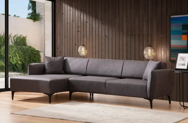 Hanah Home Rohová sedací souprava Belissimo 270 cm tmavě šedá levá