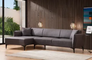 Hanah Home Rohová sedací souprava Belissimo 270 cm tmavě šedá levá