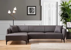 Hanah Home Rohová sedací souprava Belissimo 270 cm tmavě šedá levá