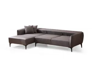 Hanah Home Rohová sedací souprava Belissimo 270 cm tmavě šedá levá