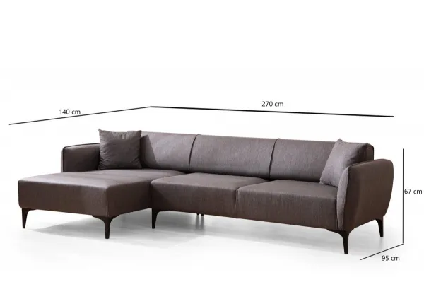 Hanah Home Rohová sedací souprava Belissimo 270 cm tmavě šedá levá