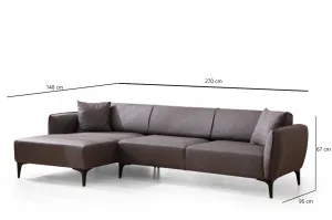 Hanah Home Rohová sedací souprava Belissimo 270 cm tmavě šedá levá