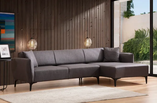 Hanah Home Rohová sedací souprava Belissimo 270 cm tmavě šedá pravá