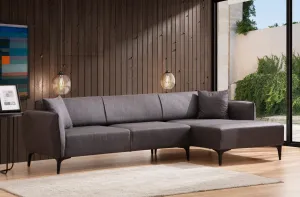 Hanah Home Rohová sedací souprava Belissimo 270 cm tmavě šedá pravá
