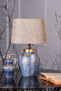 Opviq Stolní lampa Casandra modrá/hnědá