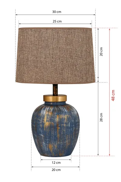 Opviq Stolní lampa Casandra modrá/hnědá