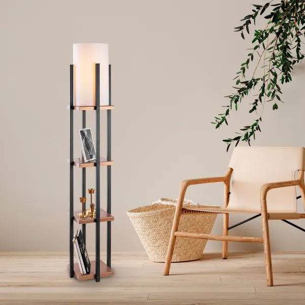 Opviq Stojacia lampa Nora VI čierna matná/medená