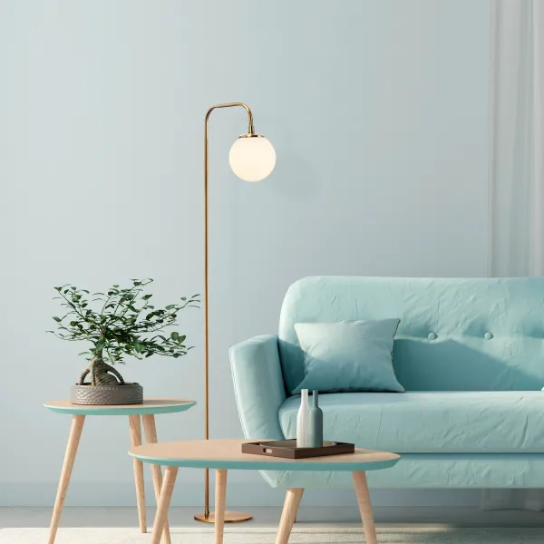 Opviq Stojací lampa Viran vintage zlatá/mléčná