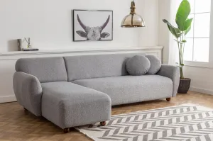 Hanah Home Rohová sedací souprava Eddy 273 cm světle šedá levá