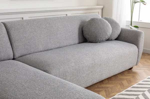 Hanah Home Rohová sedací souprava Eddy 273 cm světle šedá levá