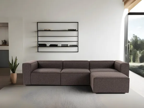 Hanah Home Rohová sedací souprava Fora 296 cm tmavě hnědá pravá