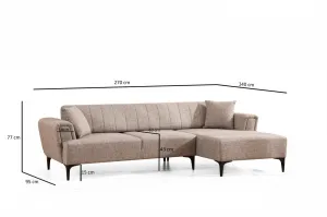Hanah Home Rohová sedací souprava Hamlet 270 cm světle hnědá pravá