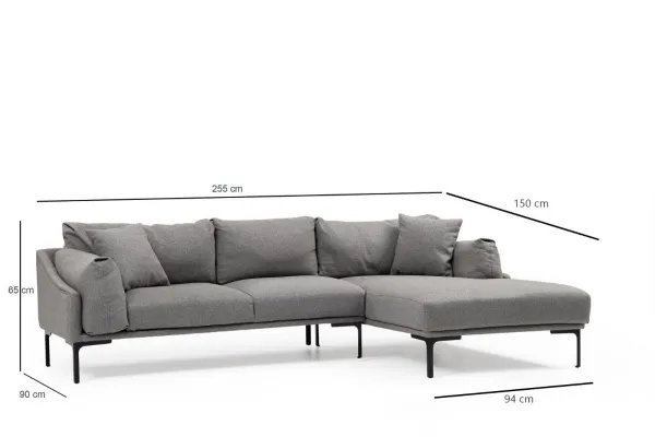 Hanah Home Rohová sedací souprava Leo 255 cm šedá pravá