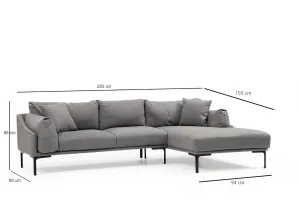 Hanah Home Rohová sedací souprava Leo 255 cm šedá pravá