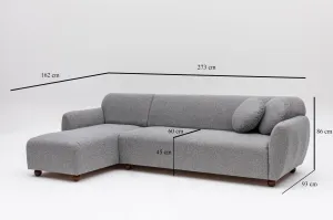 Hanah Home Rohová sedací souprava Eddy 273 cm světle šedá levá