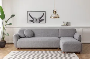 Hanah Home Rohová sedací souprava Eddy 273 cm světle šedá pravá