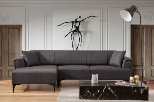 Hanah Home Rohová sedací souprava Hamlet 270 cm tmavě šedá levá