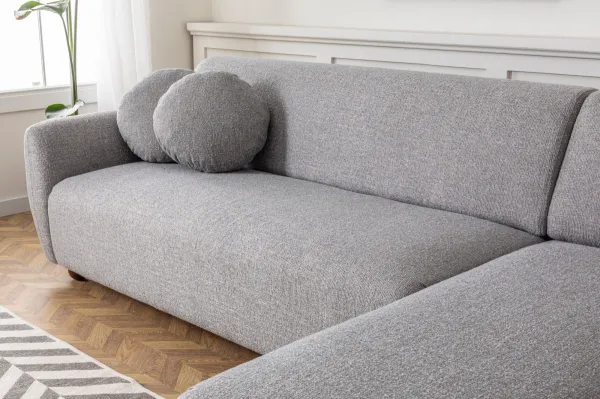 Hanah Home Rohová sedací souprava Eddy 273 cm světle šedá pravá