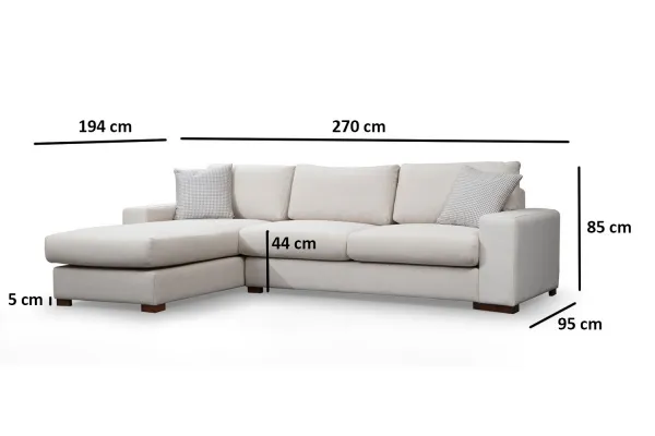 Hanah Home Rohová sedací souprava Loop 270 cm béžová levá