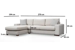 Hanah Home Rohová sedací souprava Loop 270 cm béžová levá
