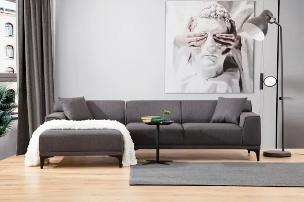 Hanah Home Rohová sedací souprava Petra 250 cm antracitová levá