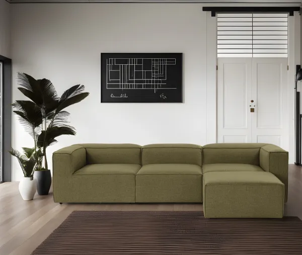 Hanah Home Rohová sedací souprava Fora 296 cm zelená pravá