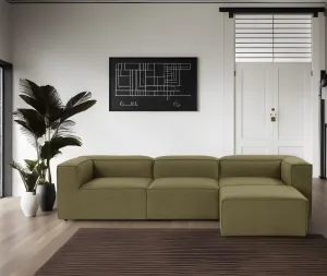 Hanah Home Rohová sedací souprava Fora 296 cm zelená pravá