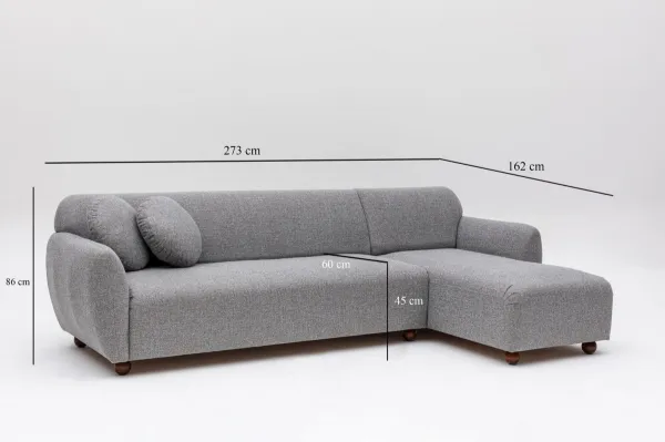 Hanah Home Rohová sedací souprava Eddy 273 cm světle šedá pravá