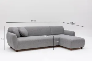 Hanah Home Rohová sedací souprava Eddy 273 cm světle šedá pravá