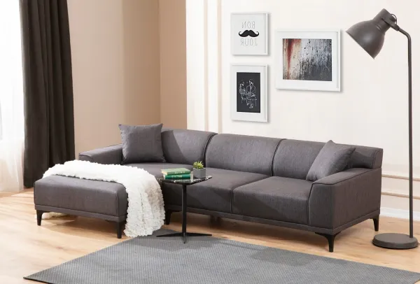 Hanah Home Rohová sedací souprava Petra 250 cm antracitová levá
