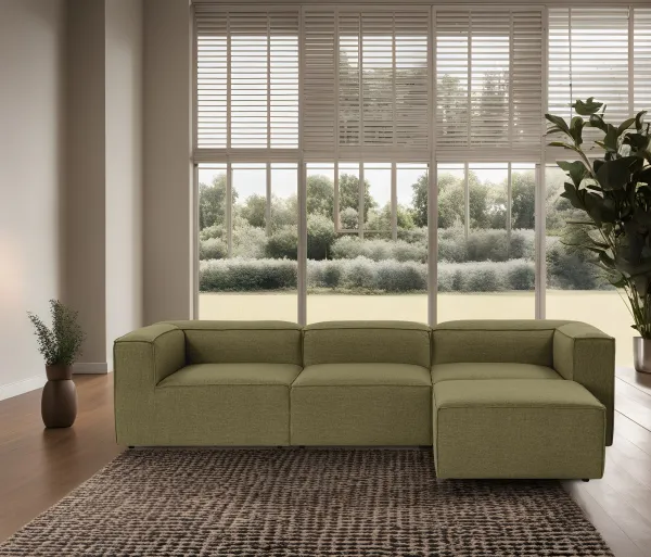 Hanah Home Rohová sedací souprava Fora 296 cm zelená pravá