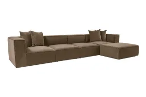 Hanah Home Rohová sedací souprava Sora 430 cm hnědá pravá