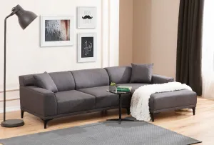 Hanah Home Rohová sedací souprava Petra 250 cm antracitová pravá