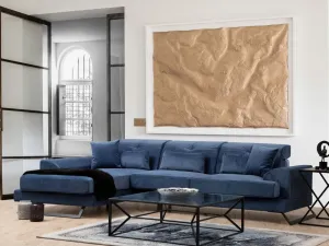Hanah Home Rohová sedací souprava Frido 308 cm modrá levá