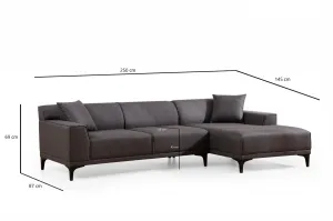 Hanah Home Rohová sedací souprava Petra 250 cm antracitová pravá
