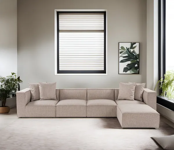 Hanah Home Rohová sedací souprava Sora 430 cm pískově béžová pravá