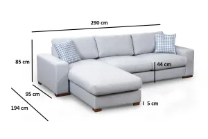 Hanah Home Rohová sedací souprava Loop 290 cm šedá levá