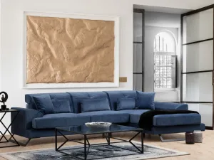 Hanah Home Rohová sedací souprava Frido 308 cm modrá pravá