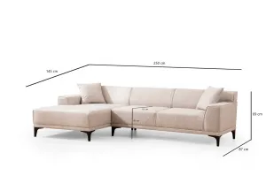 Hanah Home Rohová sedací souprava Petra 250 cm bílá levá