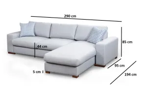 Hanah Home Rohová sedací souprava Loop 290 cm šedá pravá