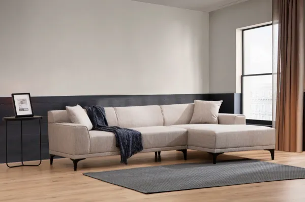 Hanah Home Rohová sedací souprava Petra 250 cm bílá pravá