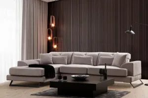 Hanah Home Rohová sedací souprava Frido 308 cm světle šedá levá