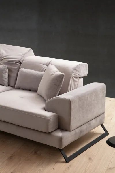 Hanah Home Rohová sedací souprava Frido 308 cm světle šedá levá