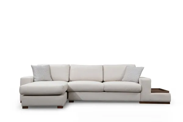 Hanah Home Rohová sedací souprava Loop 312 cm s odkládacím stolkem béžová levá
